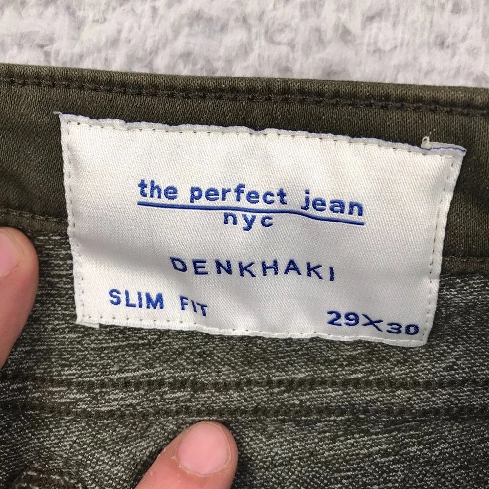 The Perfect Jean NYC Denkahki Mens 29 (30x29) Green Slim Fit Stretch Chino Pants